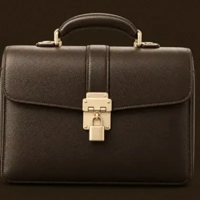 Locked leather briefcase — 22King
